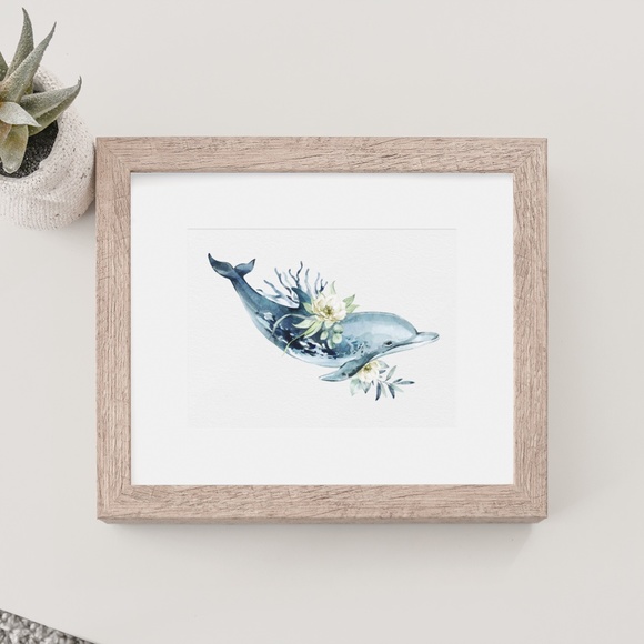 Wall Art Watercolor Dolphin Print Poster Unframed - Picture 8 of 16